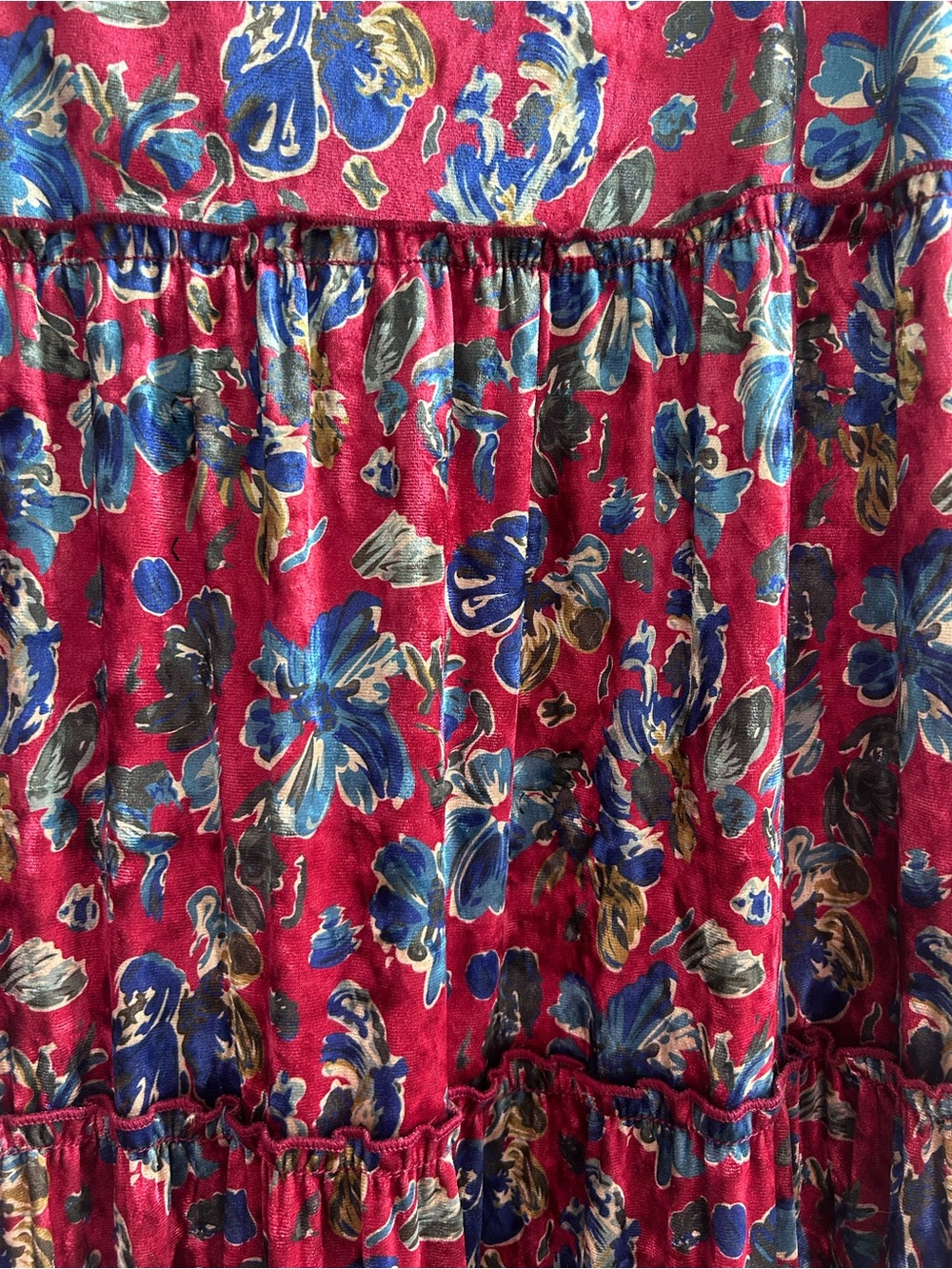 NATURAL LIFE Velvet Floral Tiered Maxi Dress - Picture 4 of 6